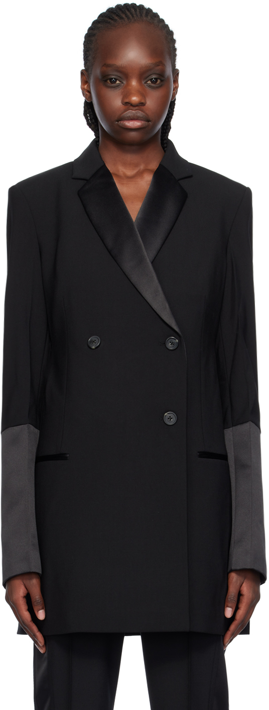 Shop Helmut Lang Black Double-breasted Blazer In Black - 001