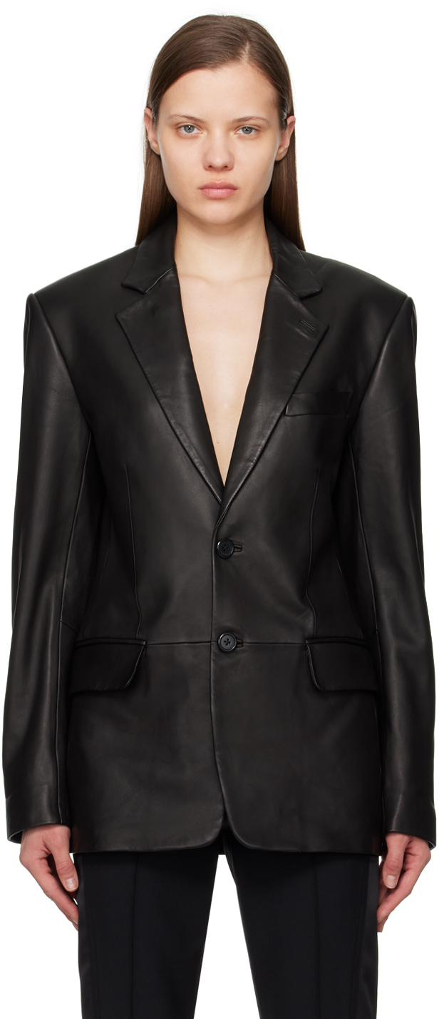 Black Tailored Leather Blazer