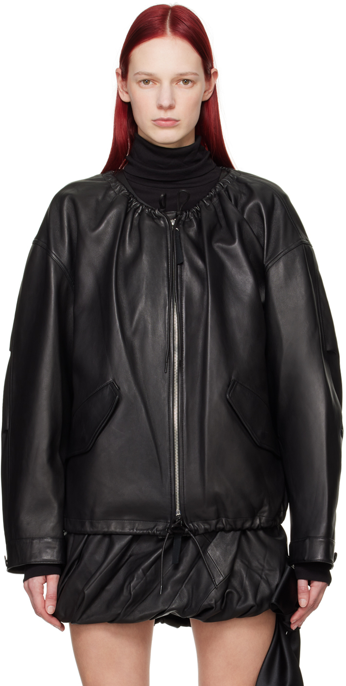 Shop Helmut Lang Black Zip Leather Jacket