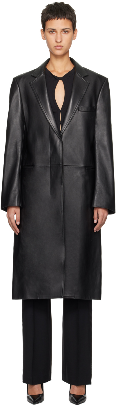 Black Tailored Leather Coat