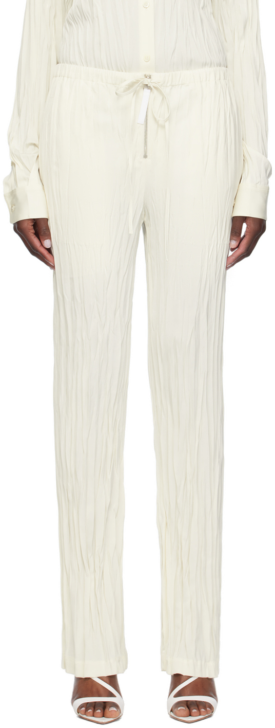 Shop Helmut Lang Off-white Crushed Lounge Pants In Ivory