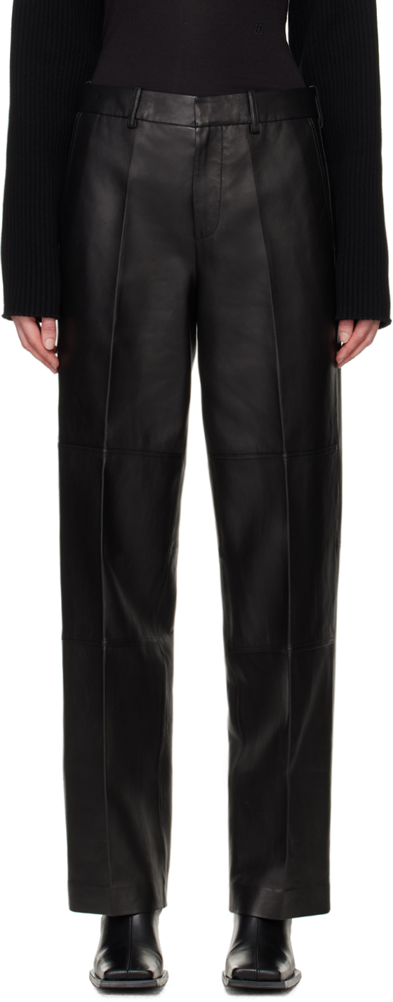 Black Relaxed-Fit Leather Pants