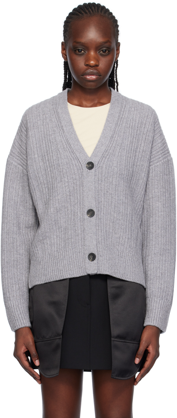Shop Helmut Lang Gray Boxy Cardigan In Lght Hther Gry - Qly