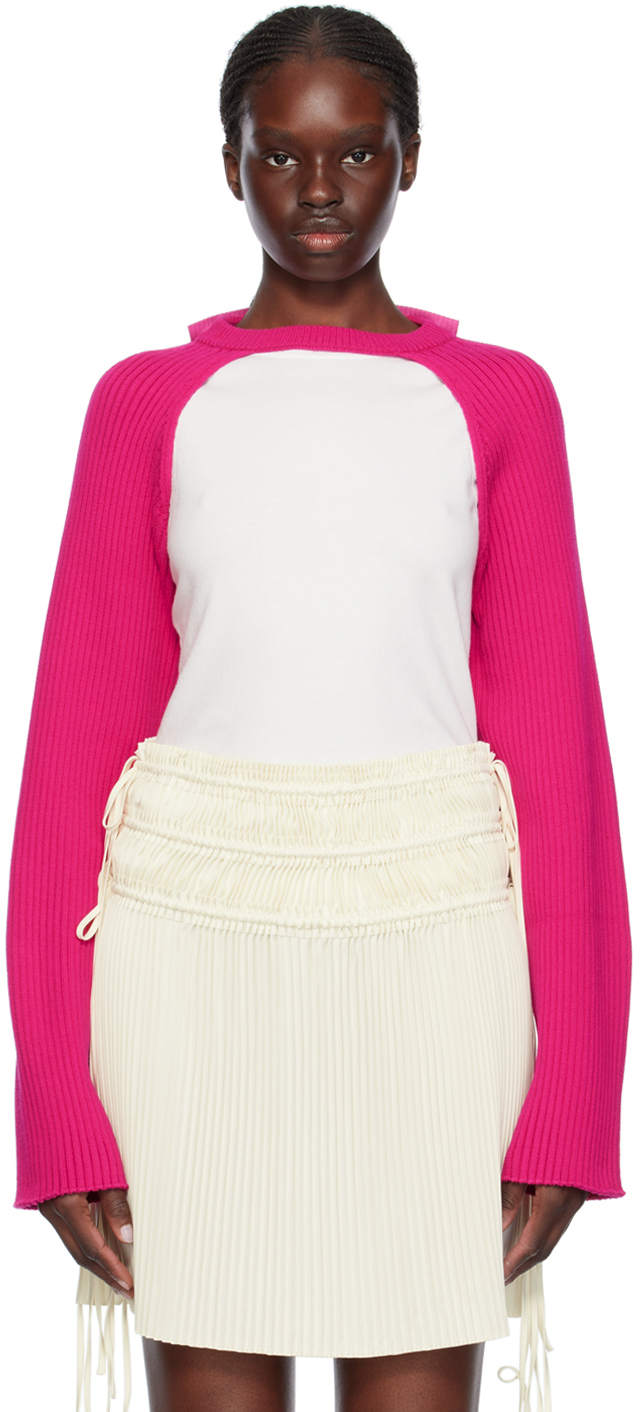 Shop Helmut Lang Pink Rib Sweater In Fuschia