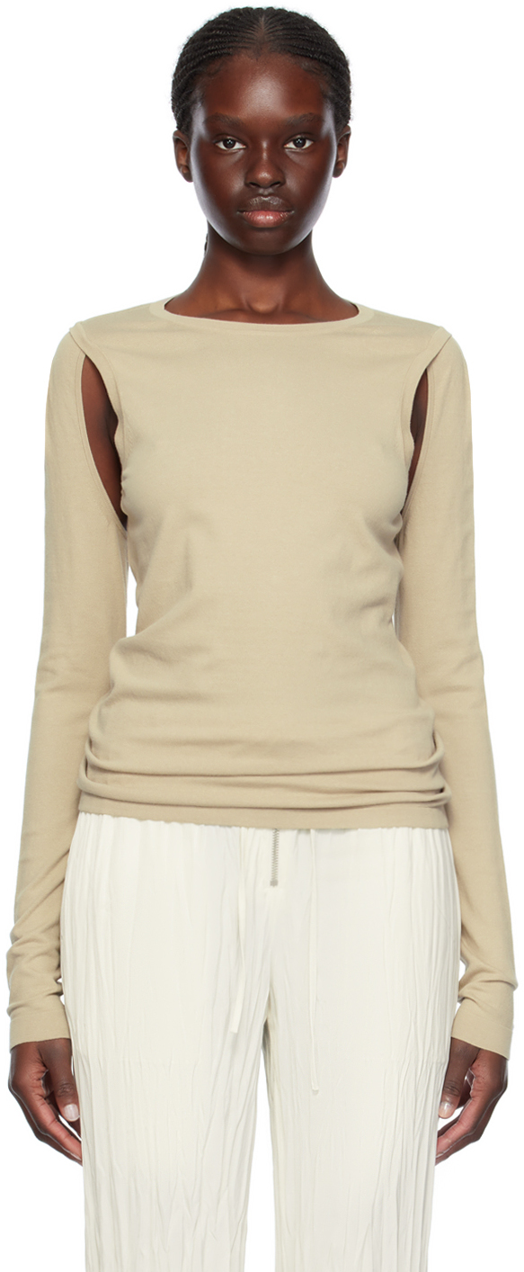 Helmut Lang: Beige Cutout Sweater | SSENSE