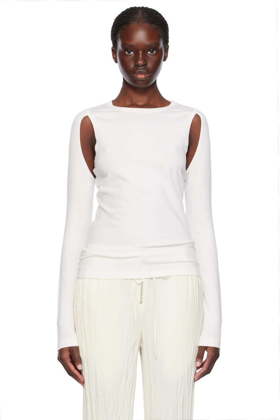 Shop Helmut Lang White Cutout Sweater In Optic White