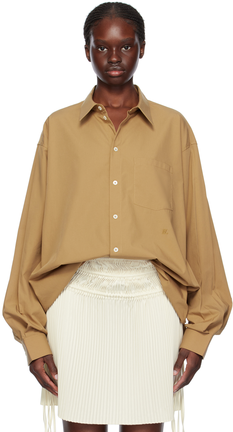 Shop Helmut Lang Tan Oversized Shirt In Trench Ft2