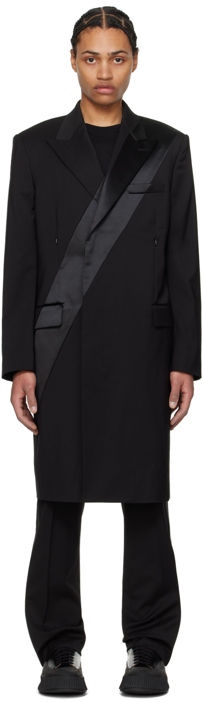 Shop Helmut Lang Black Tuxedo Car Coat In Black 001