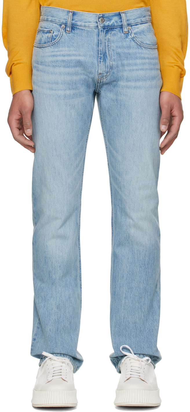 Shop Helmut Lang Blue Low-rise Jeans In Light Indigo