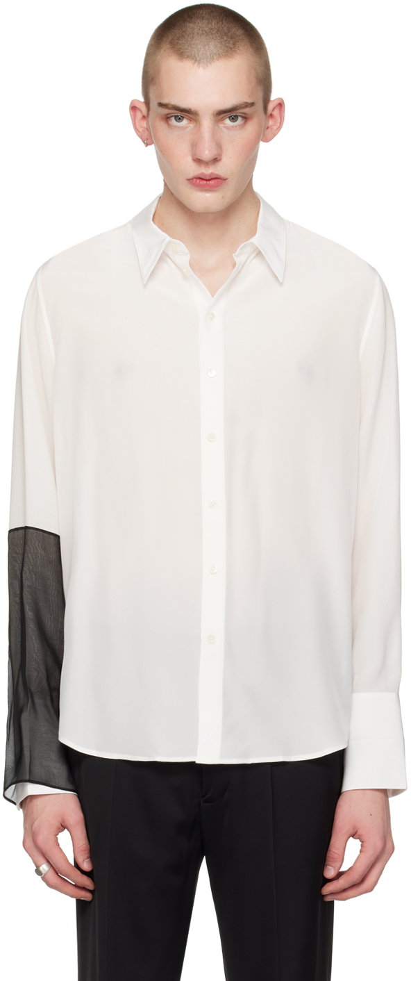 Shop Helmut Lang White Relaxed Shirt In White/black Combo