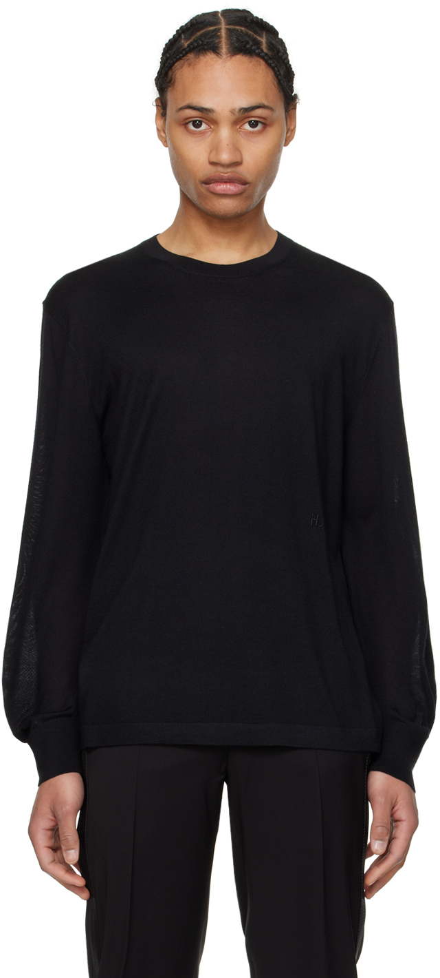 Shop Helmut Lang Black Curved Sleeve Sweater In Black - 001