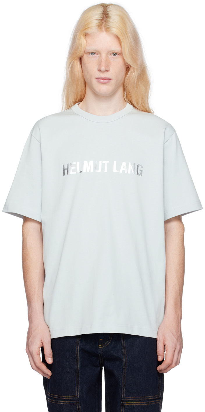 Helmut Lang Men's Metallic Logo Oversized T-shirt In Celestial Blue