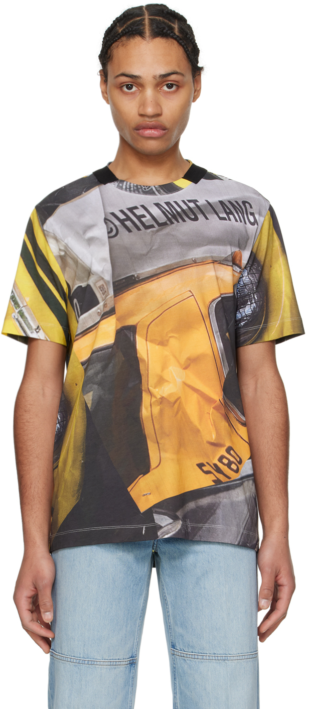 Shop Helmut Lang Yellow Printed T-shirt In Yellow Car Print