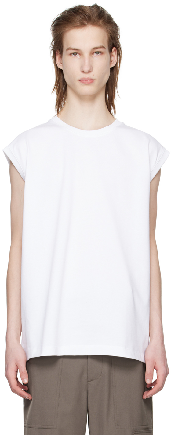Shop Helmut Lang White Printed Tank Top In White - 100