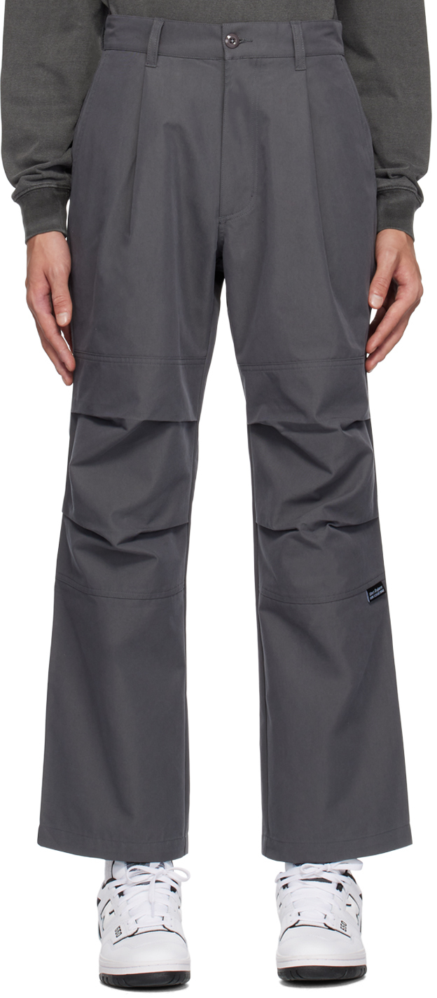 Gray One Tuck Trousers