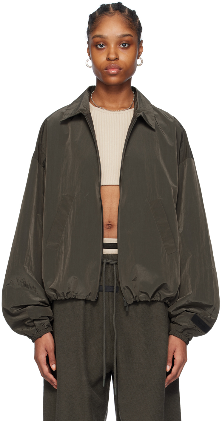 Gray Shell Bomber Jacket