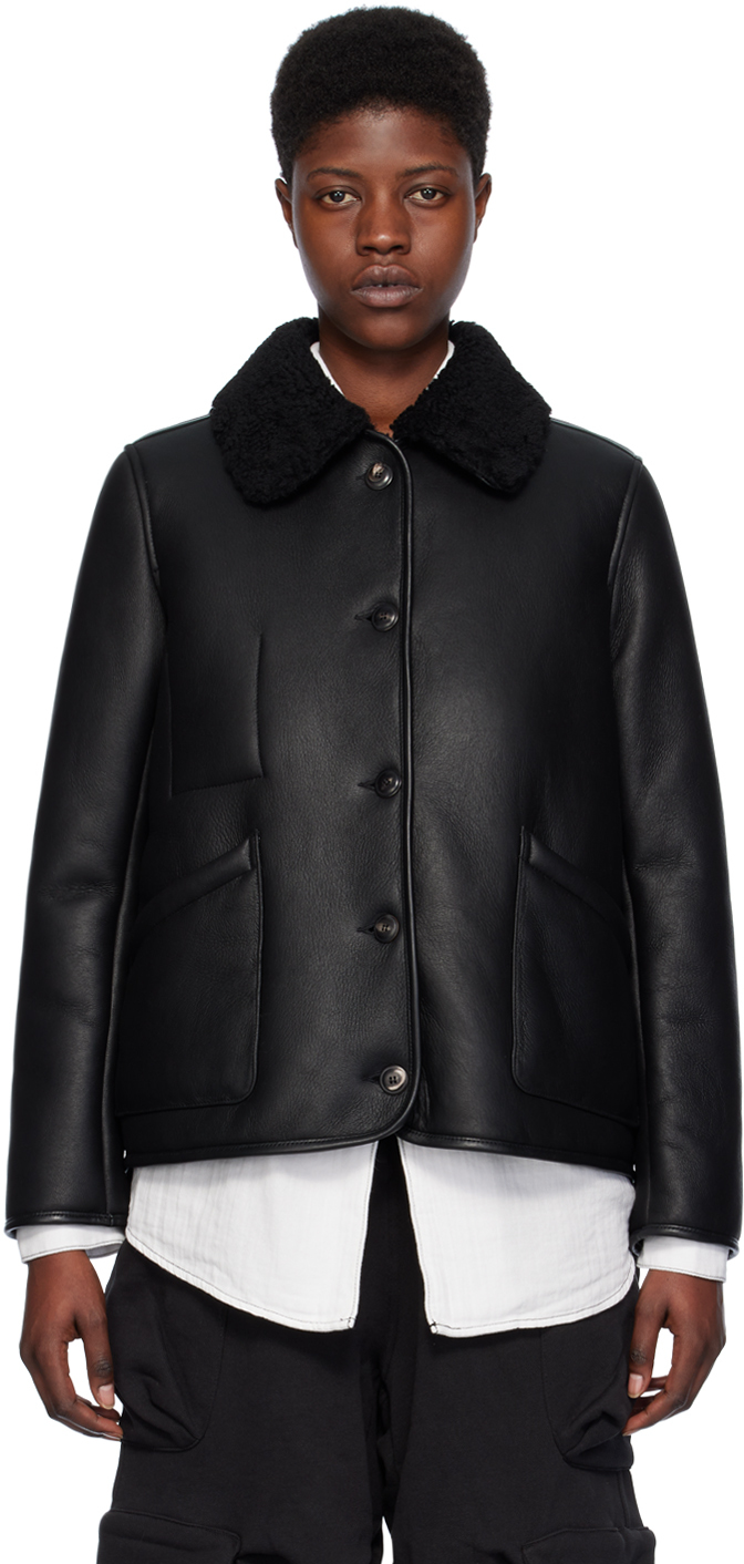 Black Brainticket Leather Jacket