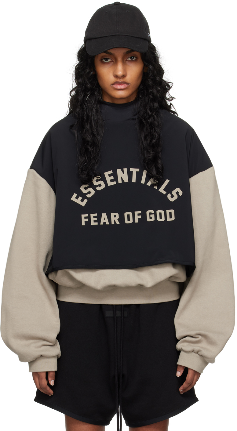Fear of God Essentials Raglan Hoodie Gray Off Black