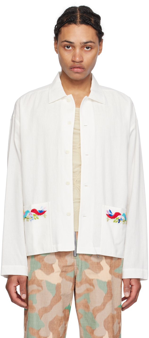 Shop Ymc You Must Create Off-white Pj Shirt In 10-ecru
