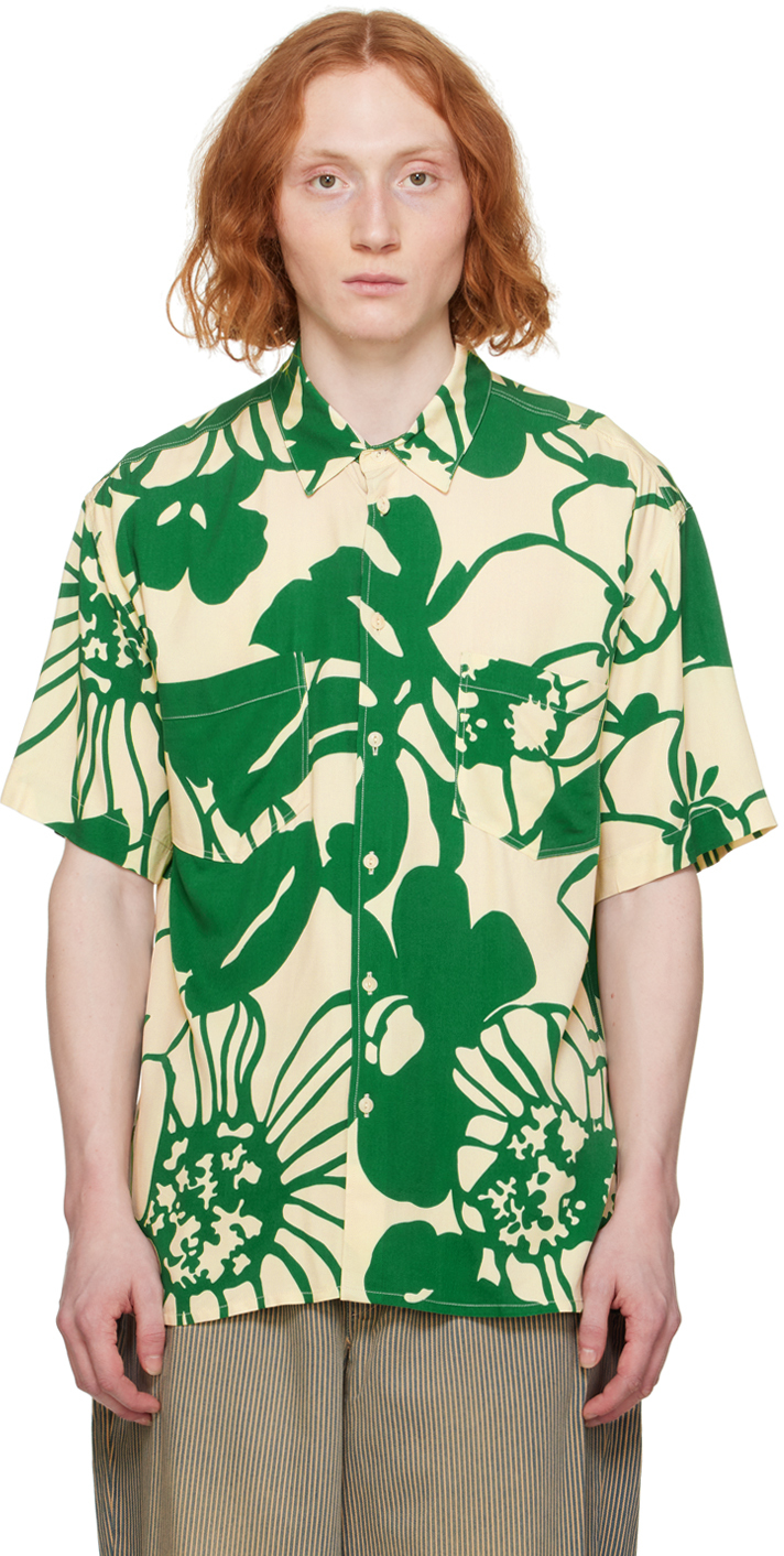 Off-White & Green Mitchum Shirt by YMC on Sale