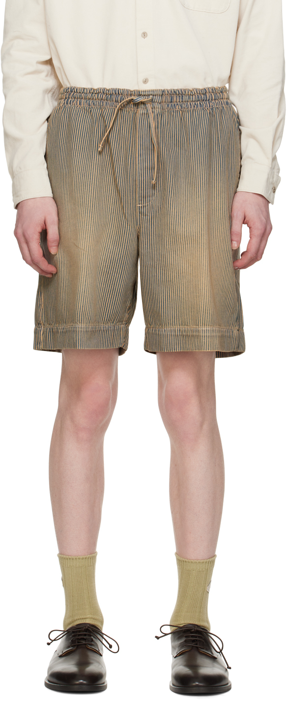 Blue And Tan Jay Denim Shorts By Ymc On Sale