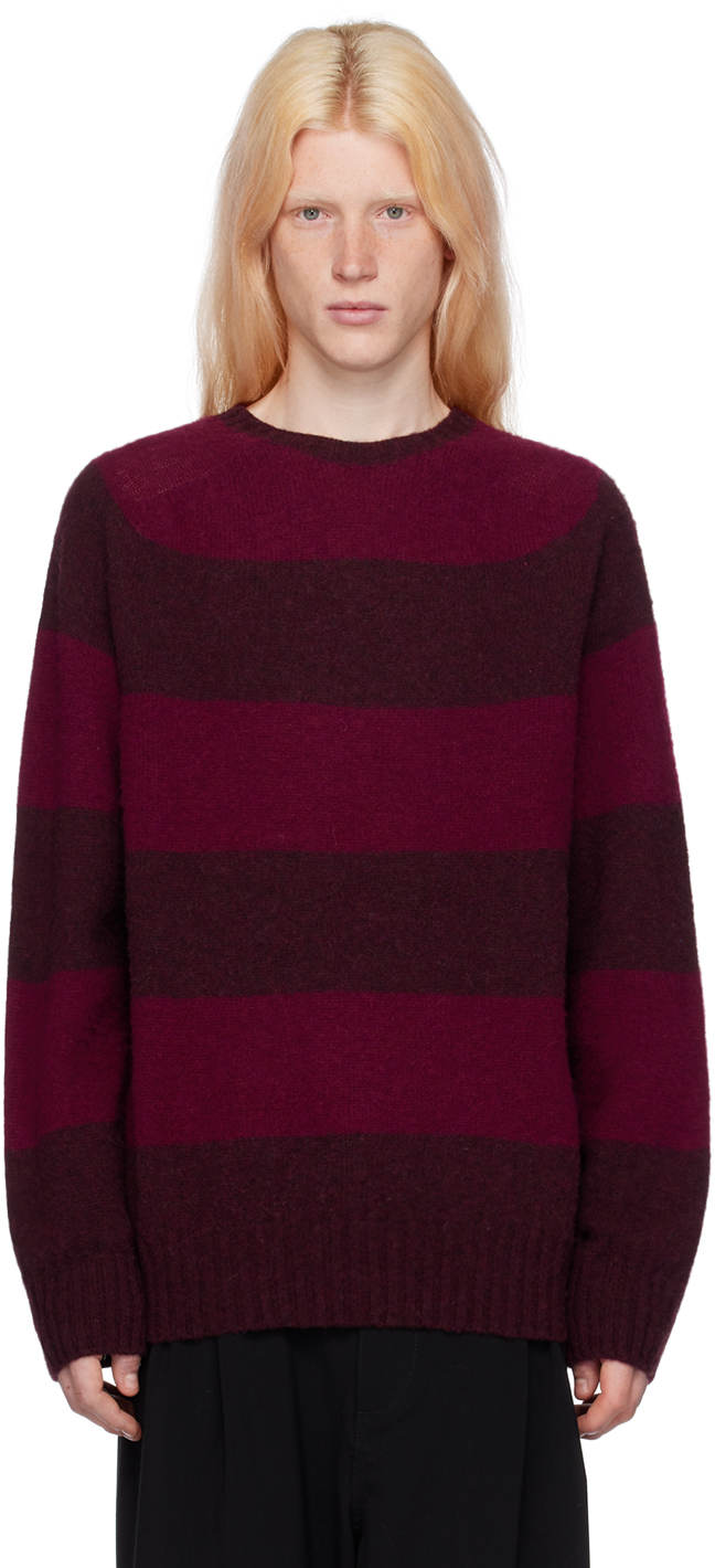 Ymc You Must Create Burgundy Suededhead Sweater In 60-burgundy Stripe