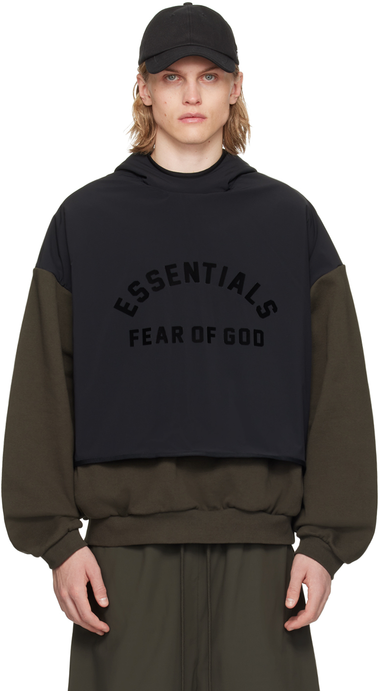 Fear of God ESSENTIALS: Gray & Black Bonded Hoodie