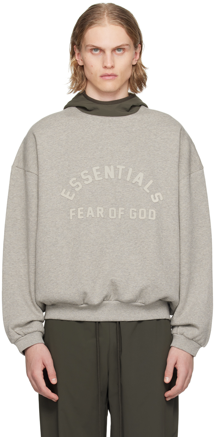 Fear of God ESSENTIALS: Gray Bonded Hoodie | SSENSE