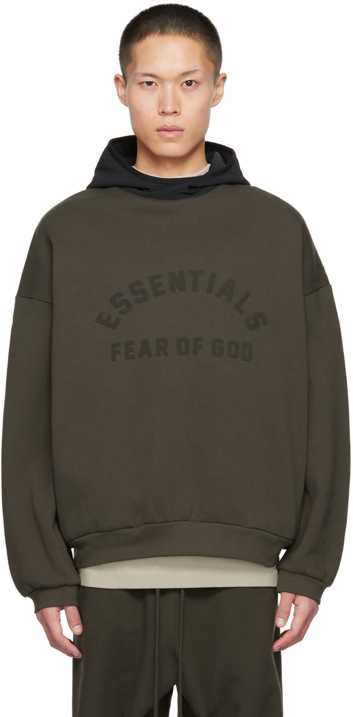 Buy Fear of God Essentials Grey Essentials Hoodie in Cotton Blend