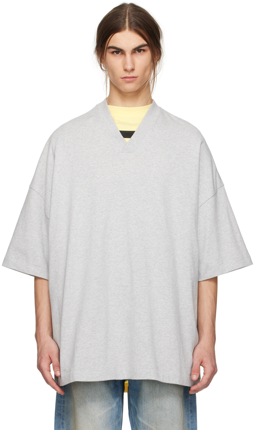 Gray V-Neck T-Shirt by Fear of God ESSENTIALS on Sale