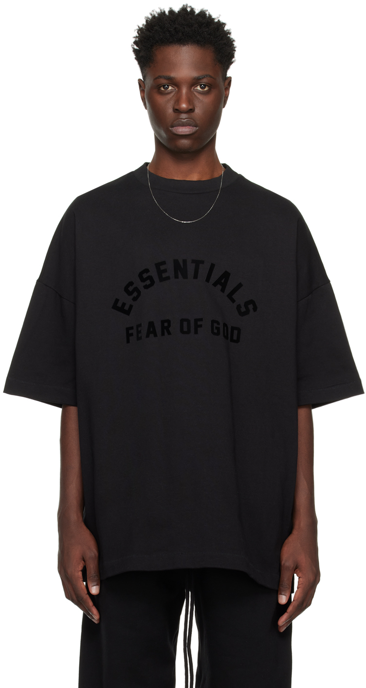 Fear of God ESSENTIALS: Black Crewneck T-Shirt | SSENSE