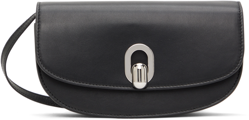 Savette The Tondo Crescent Leather Shoulder Bag In Black