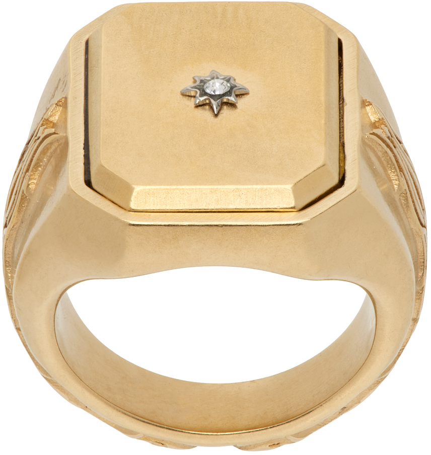 Gold Enamel Signet Ring