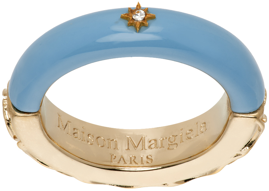 Gold & Blue Enamel Ring