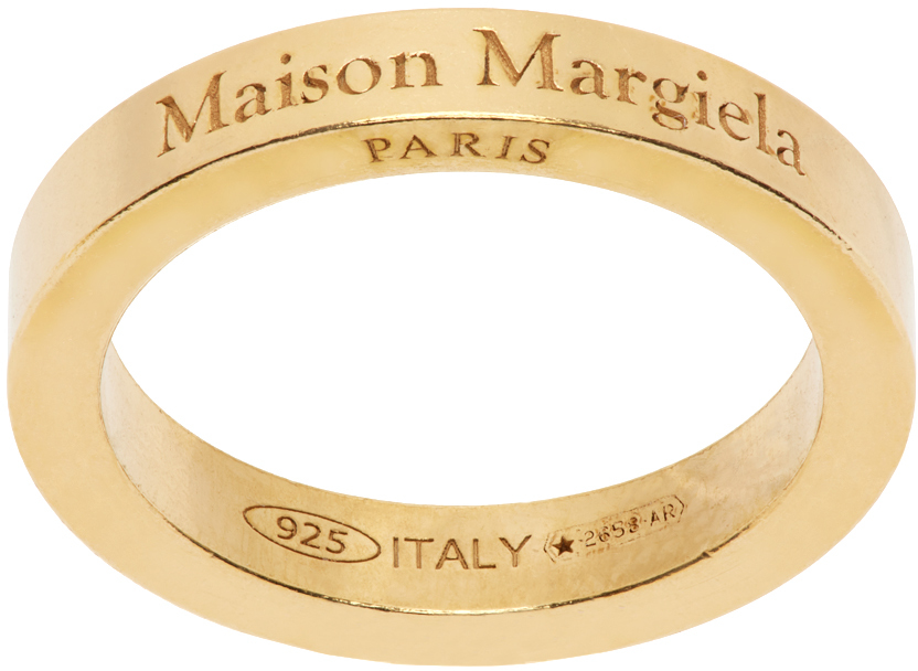 Maison Margiela Gold Logo Ring In 950 Yellow Gold P