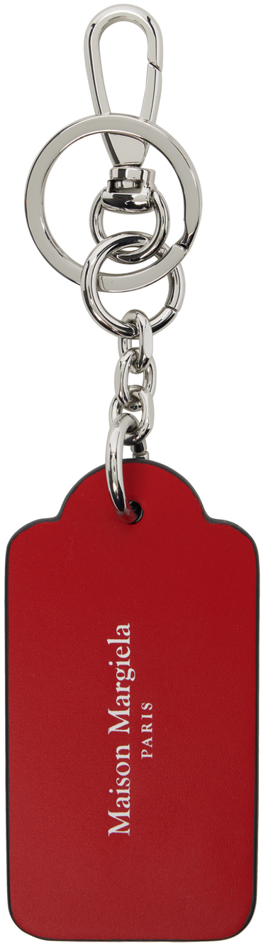 Shop Maison Margiela Red & Black Tag Keychain In H6908 Black/red
