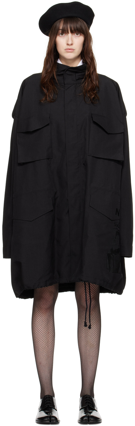 Shop Maison Margiela Black Invitation Coat In 900 Black