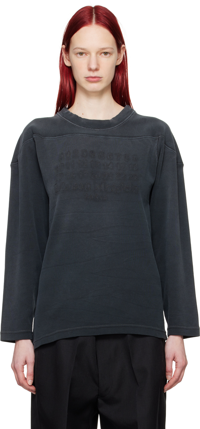 Maison Margiela Black Embroidered Sweatshirt In 900 Black