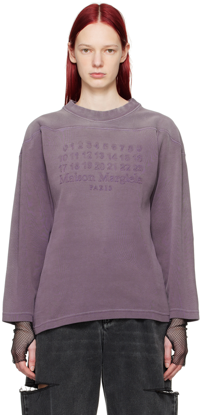 Maison Margiela Purple Embroidered Sweatshirt In 392 Aubergine