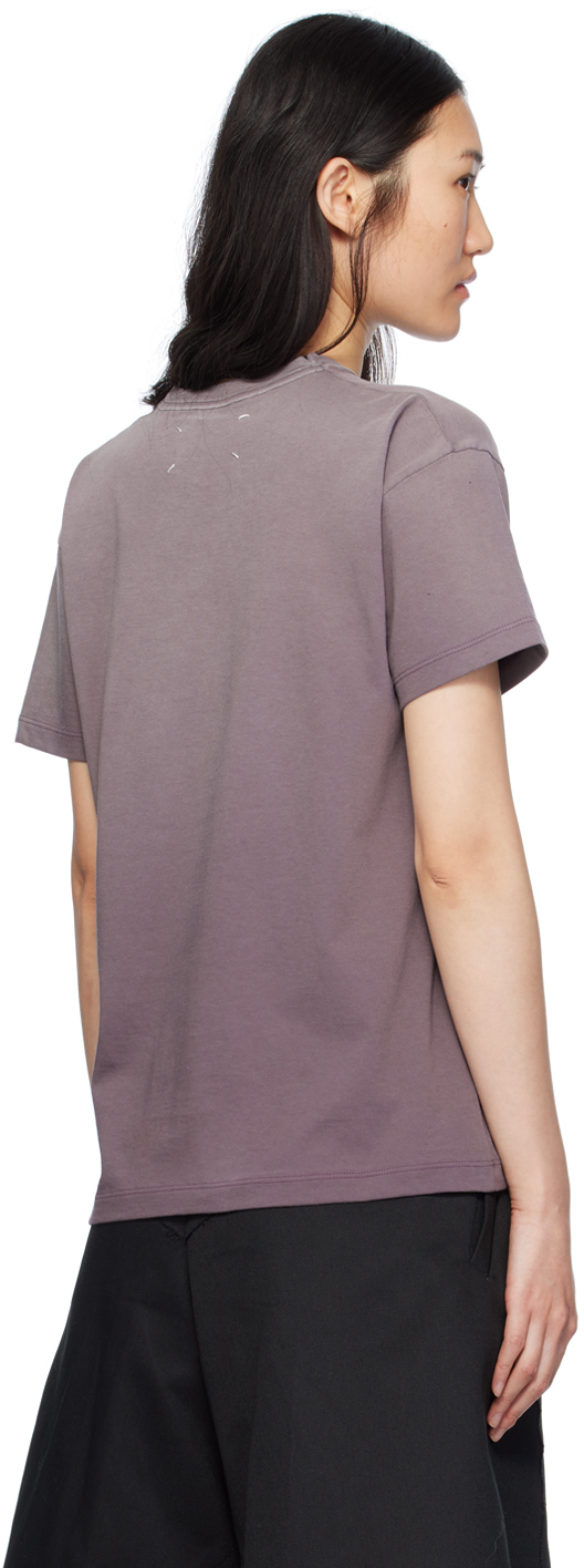Maison Margiela Purple T-shirt With Logo Embroidery In Cotton Woman In 969 Aubergine
