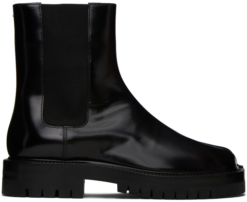 Shop Maison Margiela Black Tabi County Chelsea Boots In H8396 Black