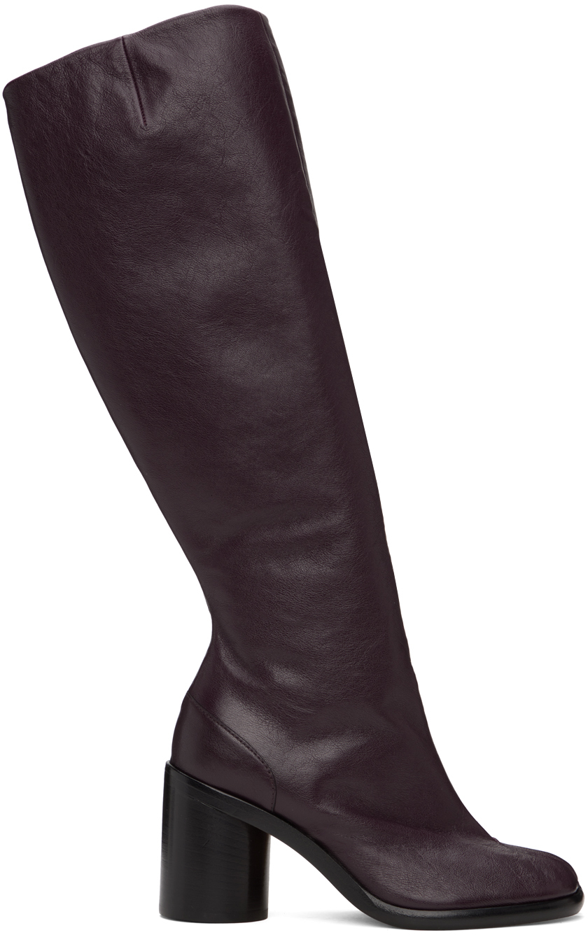 Burgundy Tabi Knee-High Tall Boots
