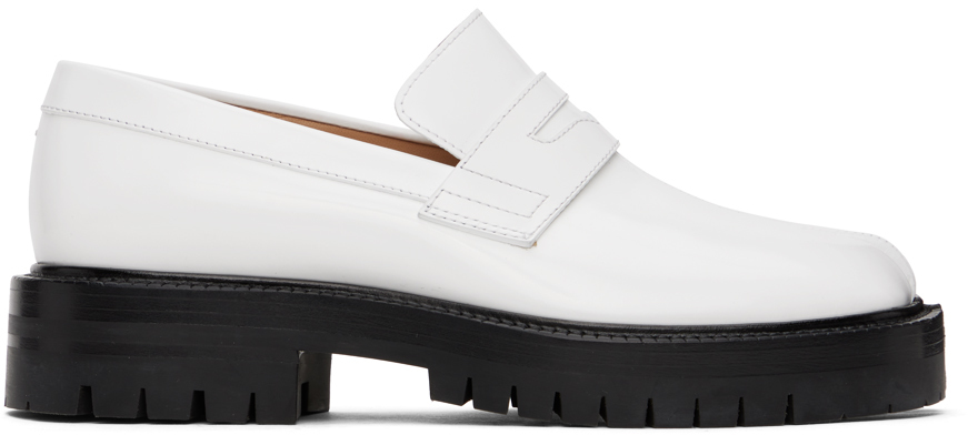 White Tabi Loafers by Maison Margiela on Sale