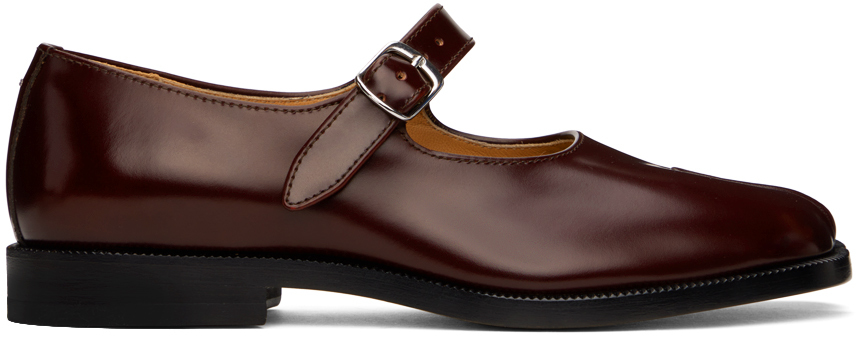 Shop Maison Margiela Brown Tabi Mary-jane Loafers In H8395 Bordeaux