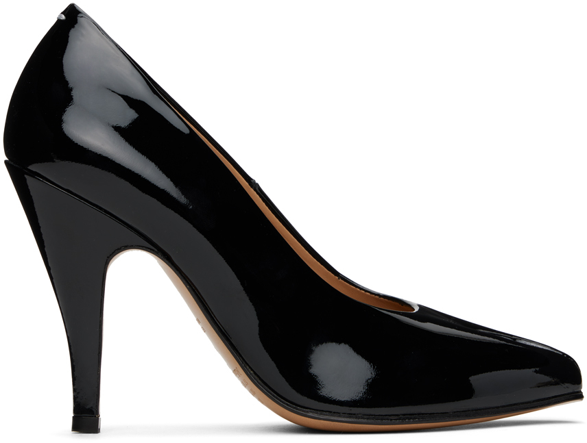 Maison Margiela Black Tabi Patent Heels In T8013 Black