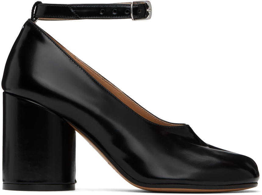 Shop Maison Margiela Black Tabi Leather Heels In T8013 Black