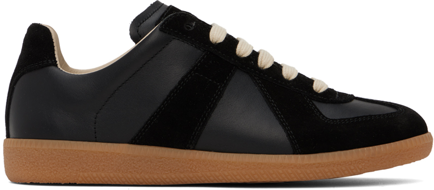 Shop Maison Margiela Black Replica Sneakers In H6851 Black/black