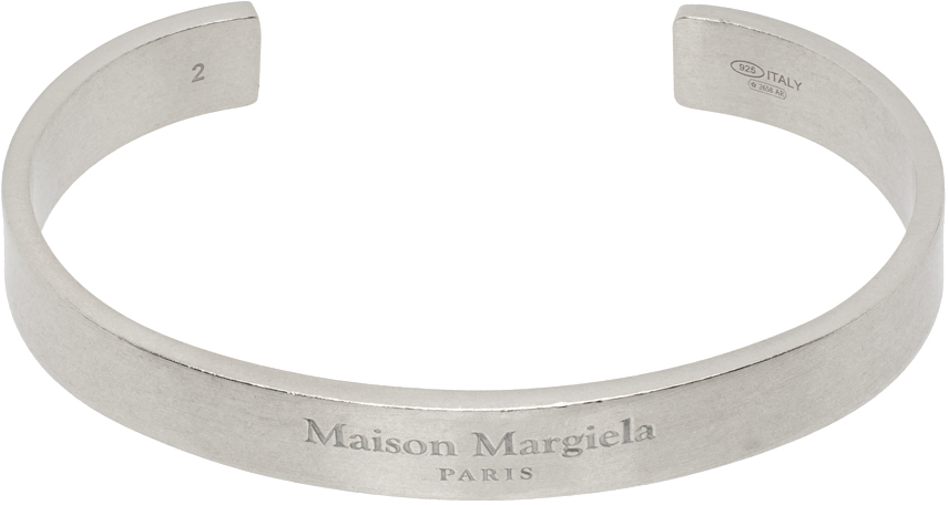 Maison Margiela Silver Logo Bracelet In 951 Palladio Buratta