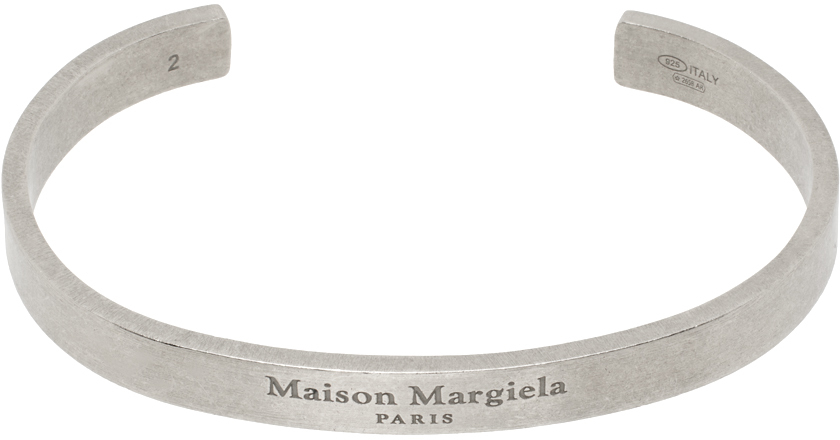 Maison Margiela Silver Logo Bracelet In 951 Palladio Buratta