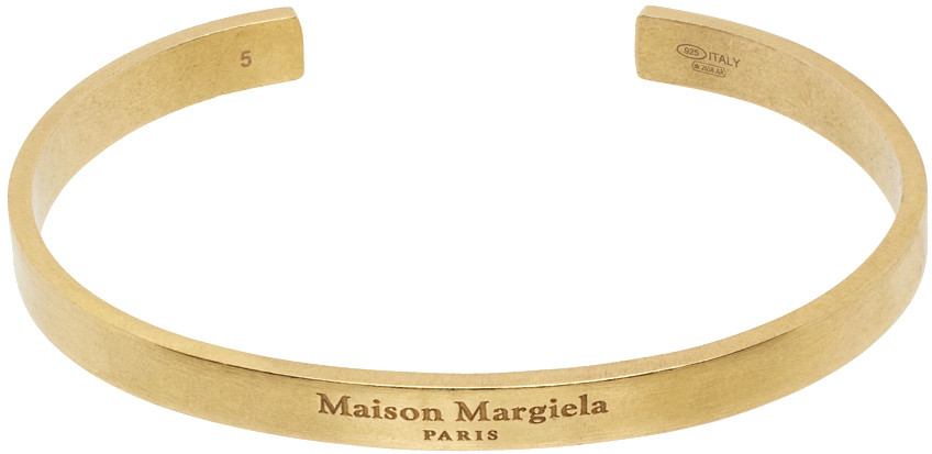 Shop Maison Margiela Gold Logo Bracelet In 950 Yellow Gold Plat